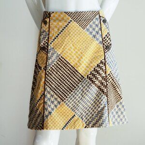 Maeve  Velvet Patchwork Houndstooth Print Skirt